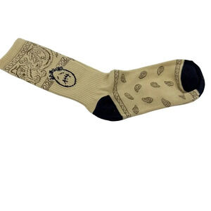 Mens Travis Scott Training Socks Cashew Flower Cotton Brown/ Black OS
